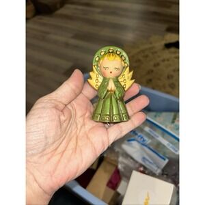 Vintage Star Japan Christmas Angels Ornament Praying Hands  Rare Green Dress